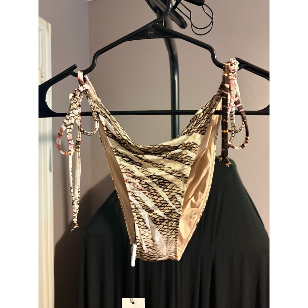 Sky Brown and Pink Bikini Bottoms Sz L